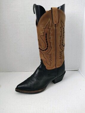 Justin Boots Tan And Black Leather Cowboy Boots Women's Sz 7